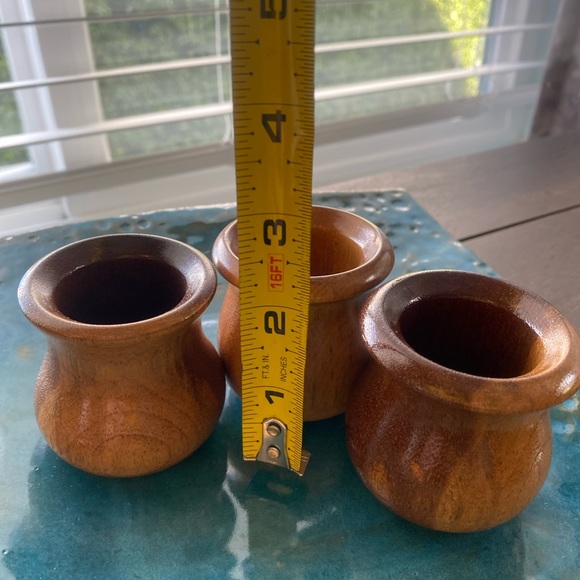 Vintage Hand Carved Myrtle Wood & Walnut Wood toothpick holders Lot of 3 - Picture 12 of 13